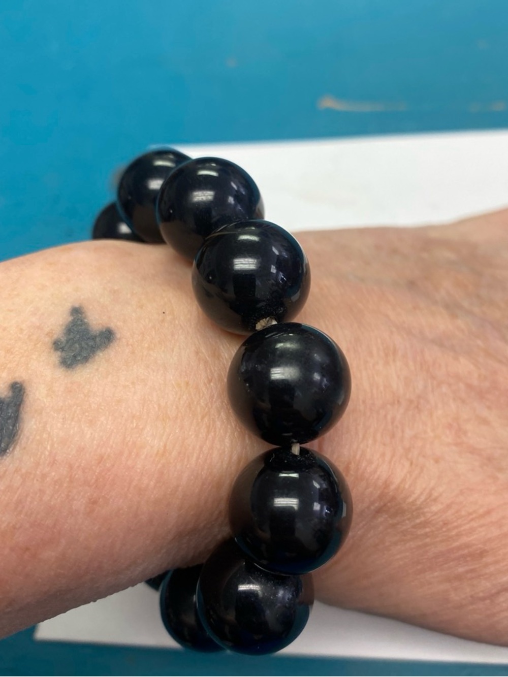 Chunky Black Bead Stretch Bracelet